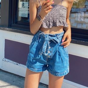 Abercrombie Blue Paperbag Denim Shorts